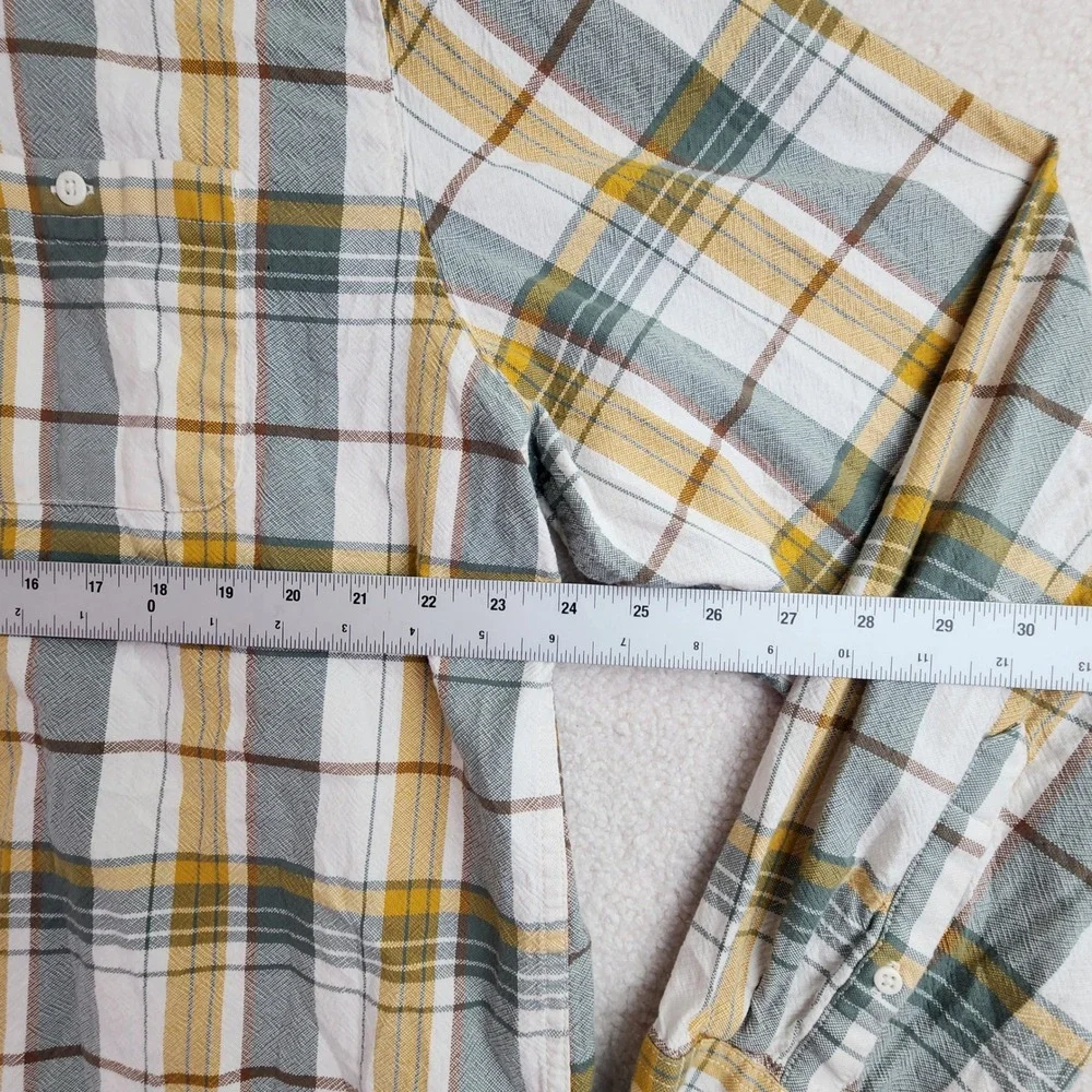 The North Face Plaid Button Down Shirt Mens‎ XXL Yellow Grey Long Sleeve Hiking